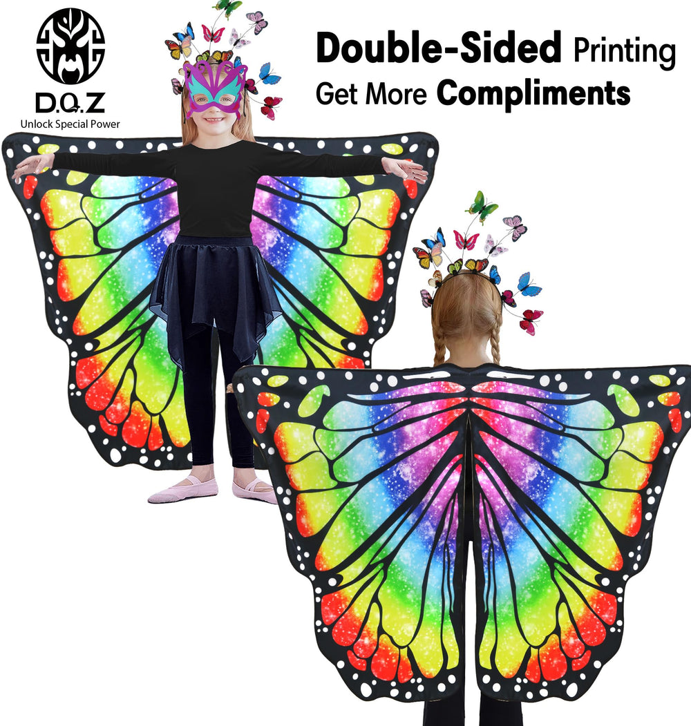 DQZ two-sided butterfly wings provide soft, comfortable wear for imaginative play.