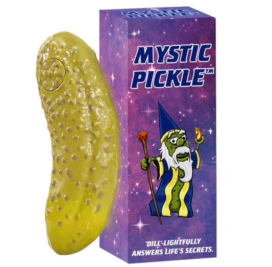 DR DINGUS Mystic Pickle front view showing compact, whimsical fortune-telling prop for parties.