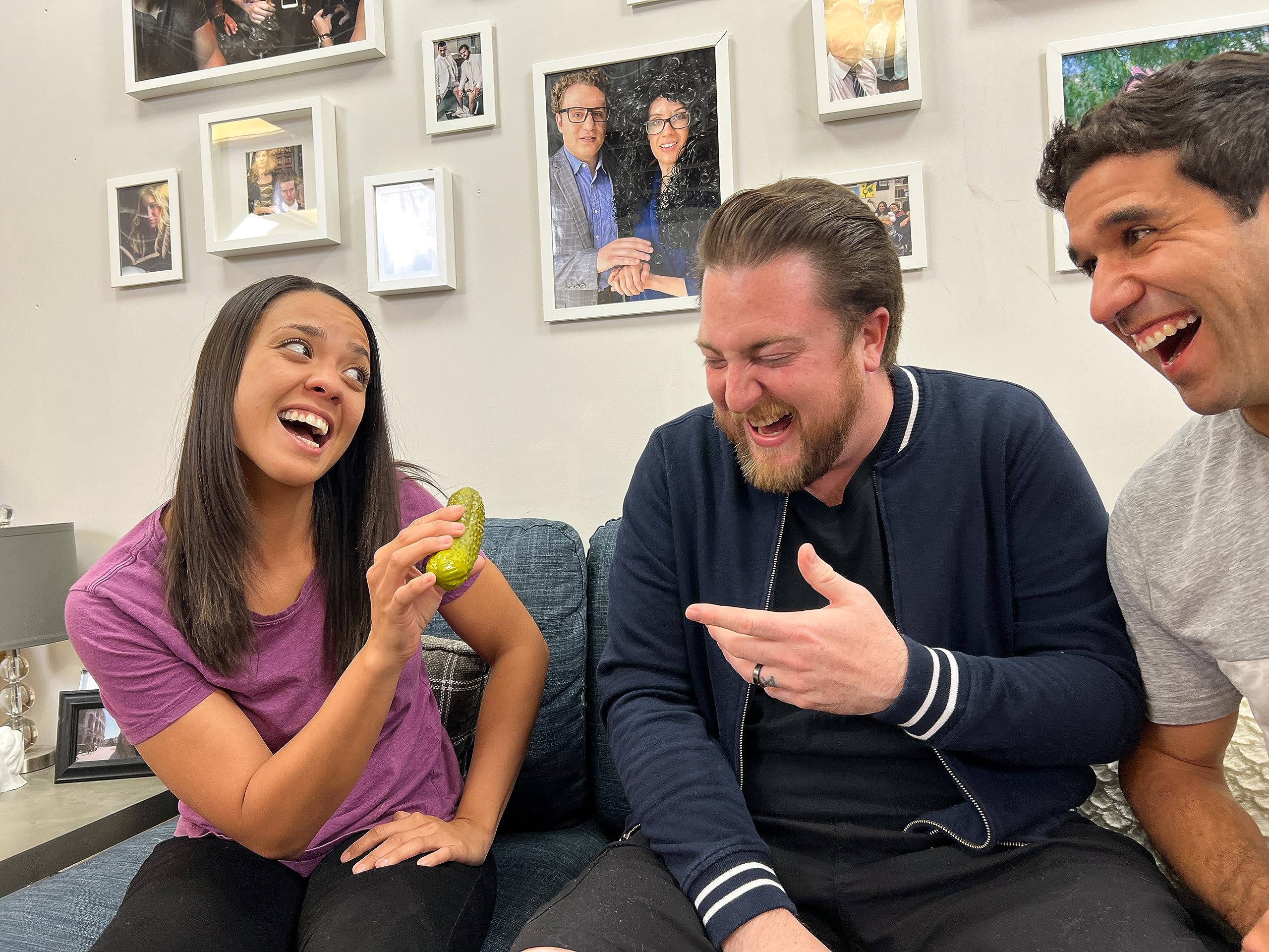 One-button DR DINGUS Party Pickle setup fits in class, meeting, or gift moment