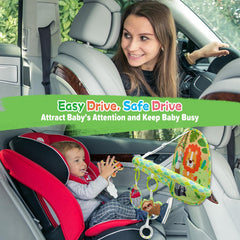 Dr.Rapeti buckle-setup toy attached to car seat for easy setup