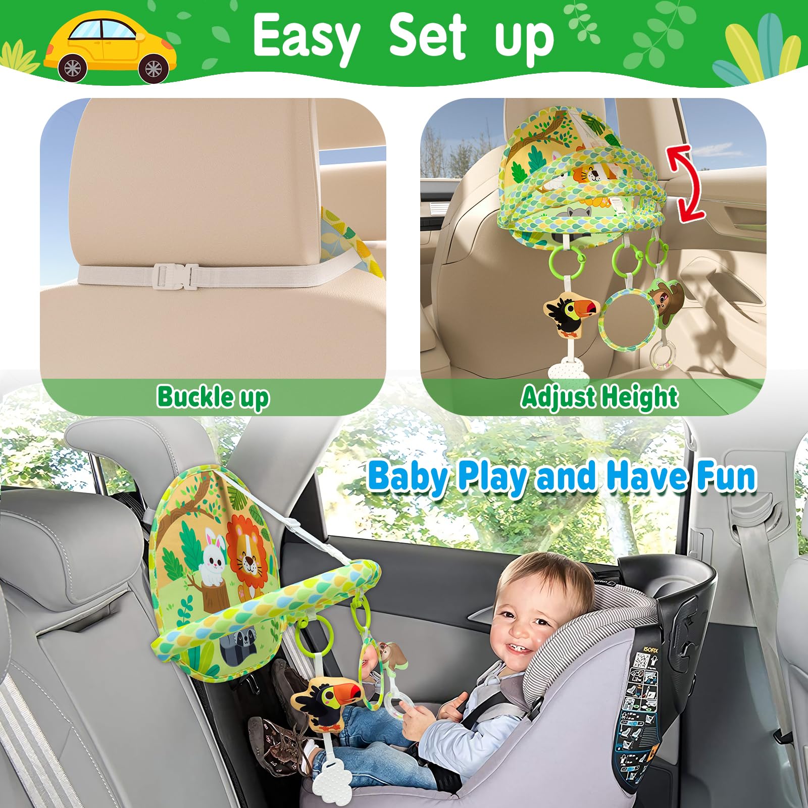 Dr.Rapeti double-sided arch on car seat toy for versatile play angles