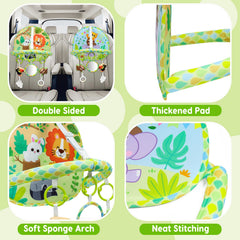 Dr.Rapeti baby car seat toy showing soft mirror for visual tracking in motion