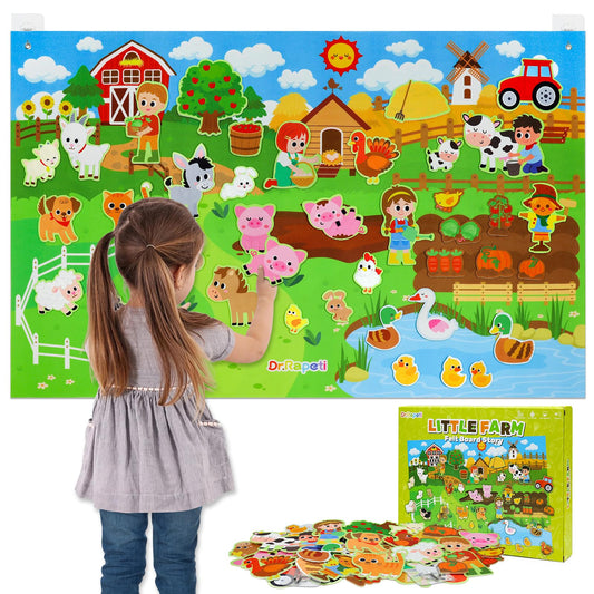 Dr.Rapeti Farm Animals Felt Story Board with a giant board for imaginative play