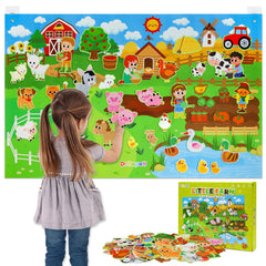 Dr.Rapeti Farm Animals Felt Story Board with a giant board for imaginative play