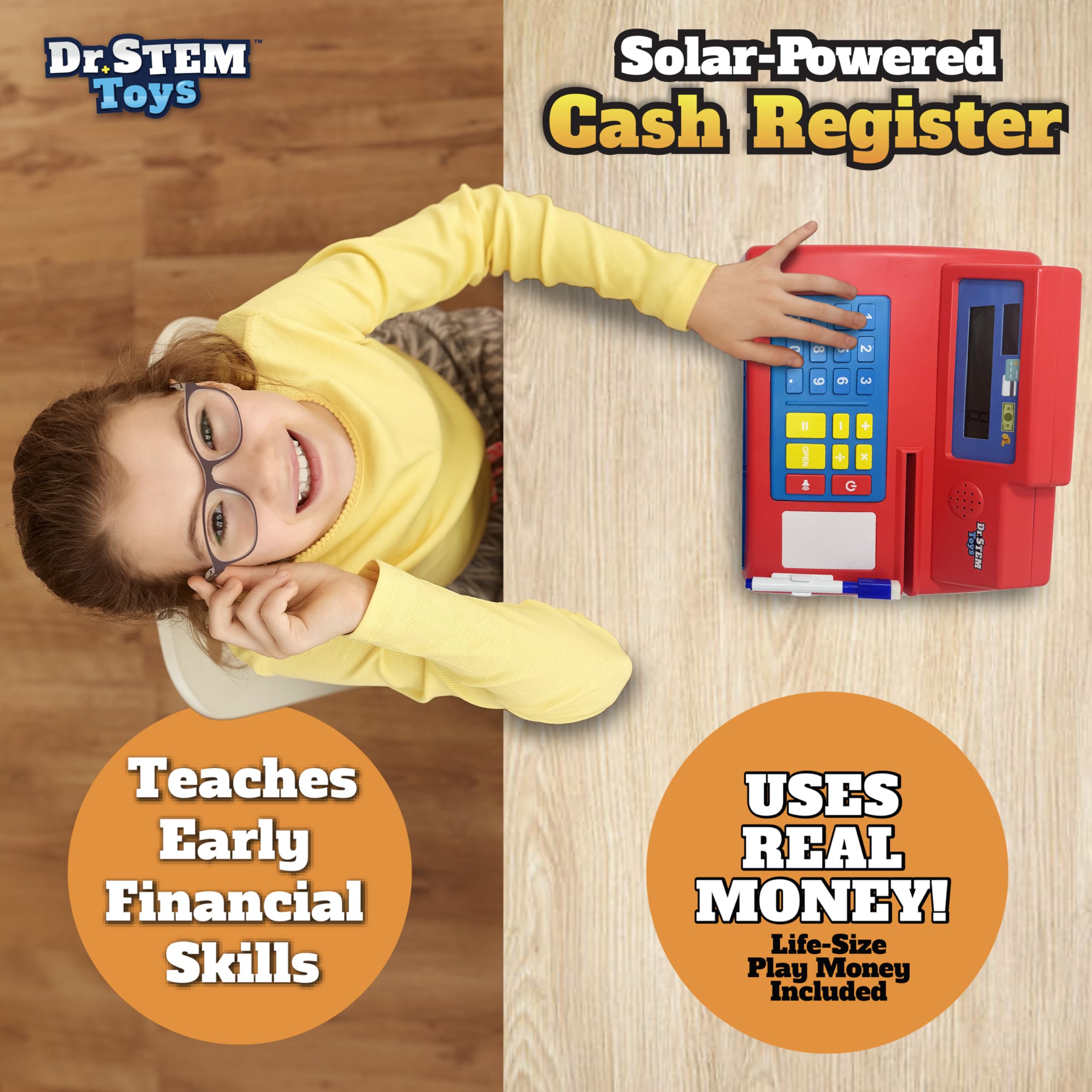Dr. STEM Toys 40 fake coins for counting and making change.