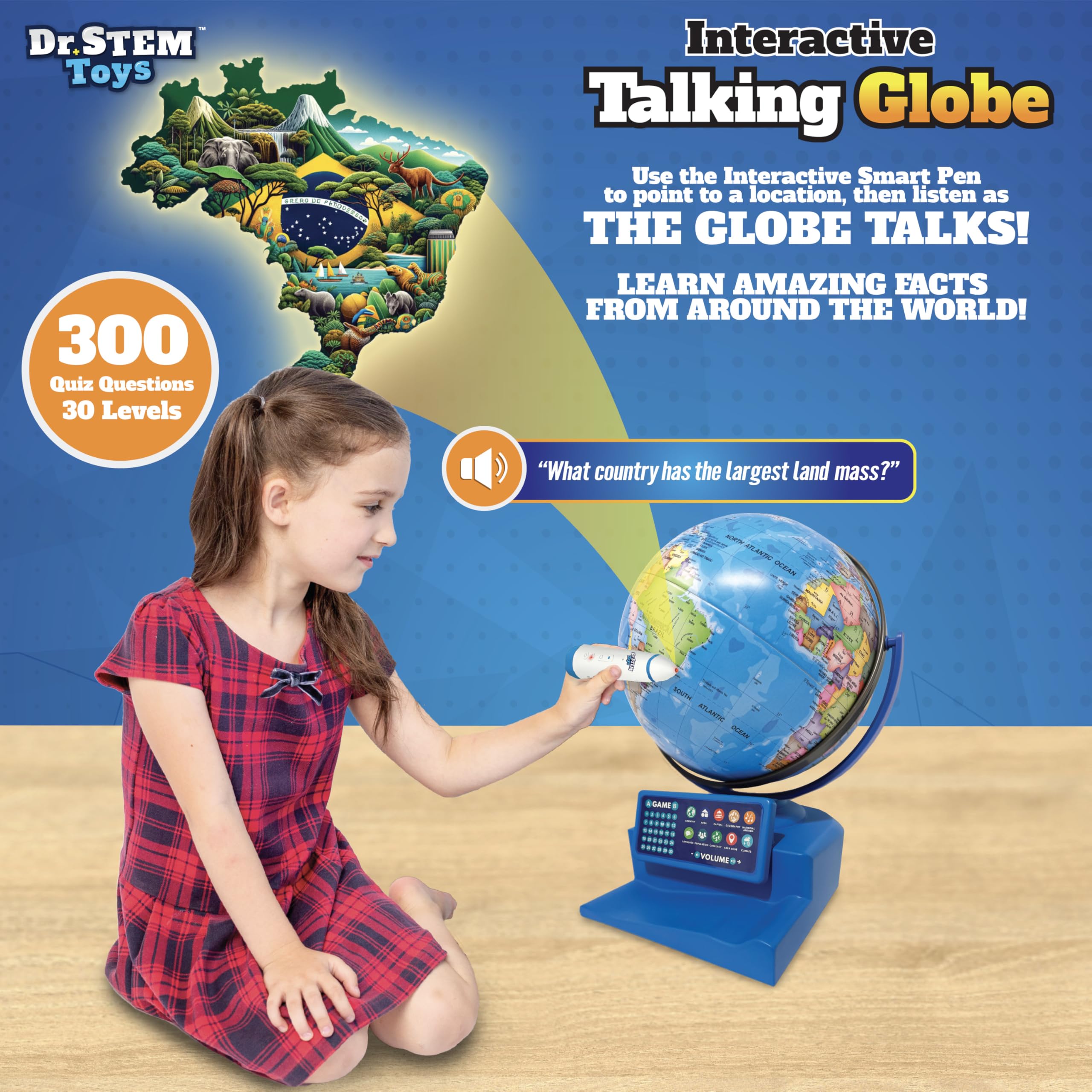 Dr. STEM Toys durable globe design withstands enthusiastic learners.