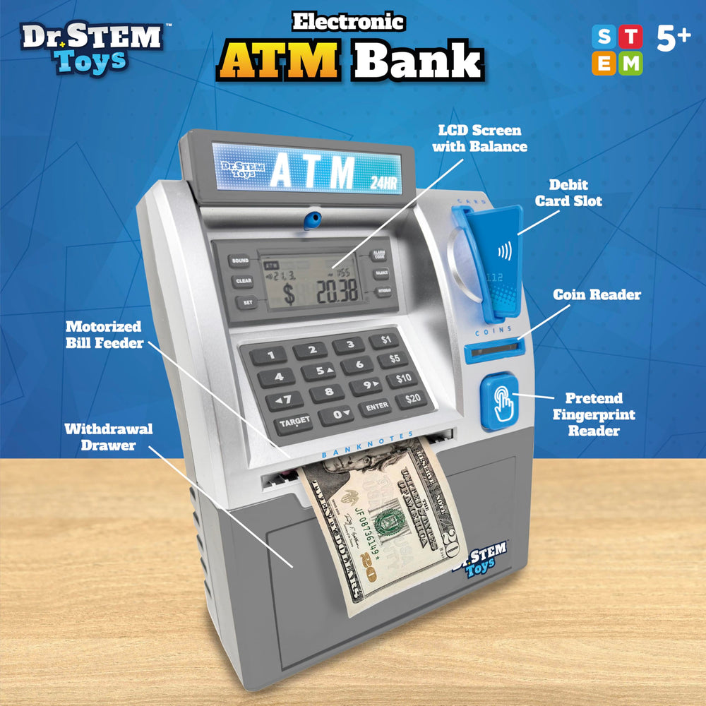 Dr. STEM Toys ATM PIN entry highlighting kid-friendly security