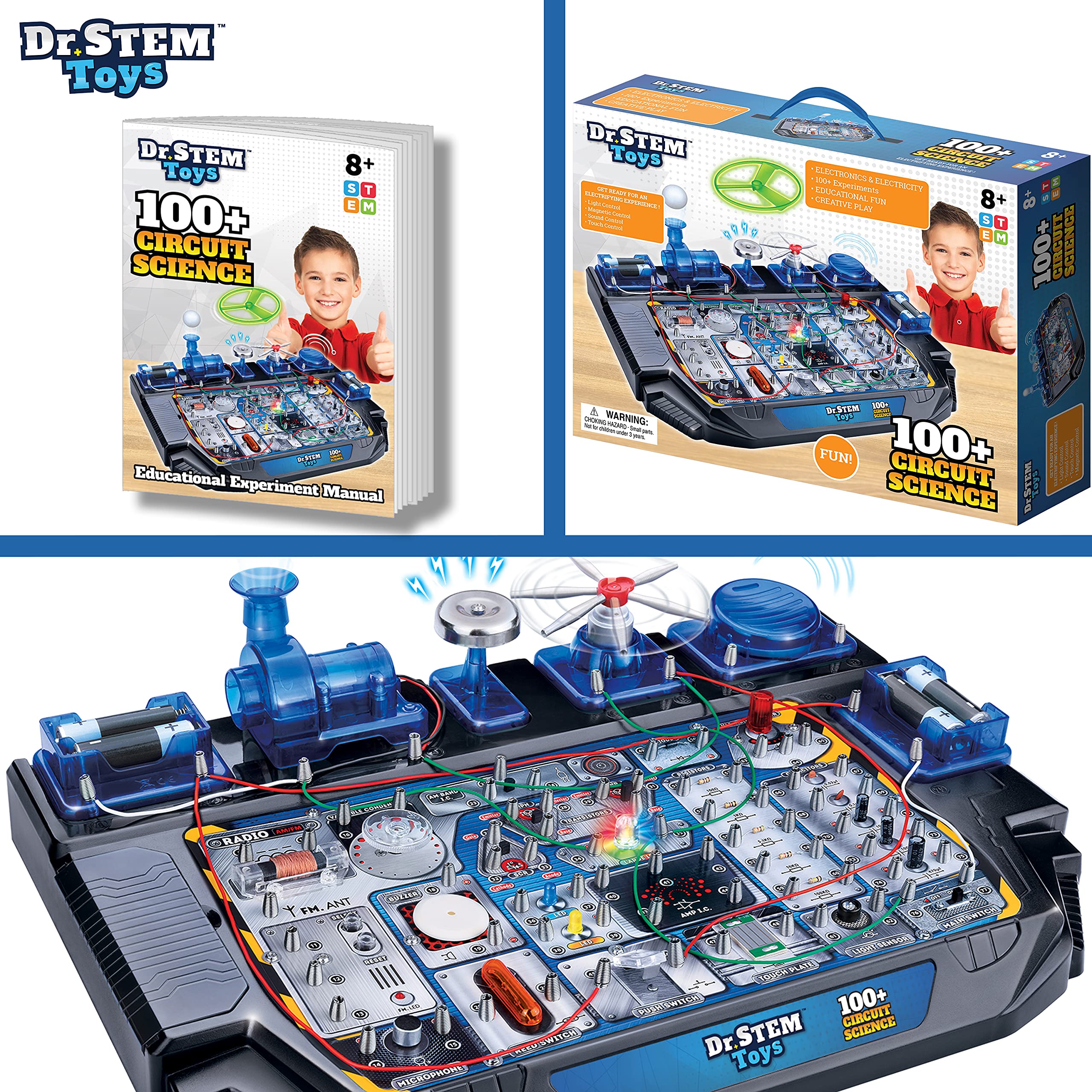 Dr. STEM Toys motorized action showcasing kinetic experiments with lights