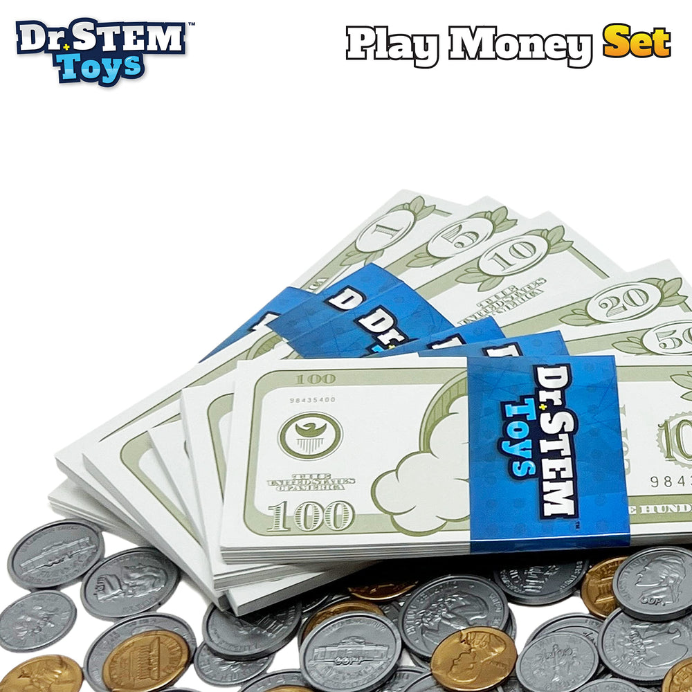 Dr. STEM Toys Play Money ABS case keeps coins and bills tidy on the go.
