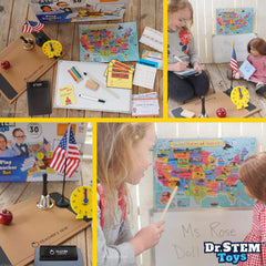 Dr. STEM Toys teacher-desk-blotter supports organized pretend lessons and grading