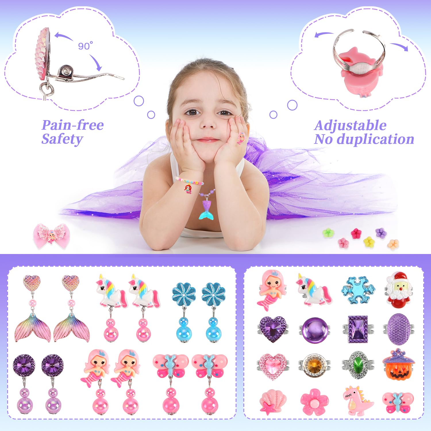 Drabac clip-on earrings collection for safe pretend-dress outfits during playtime
