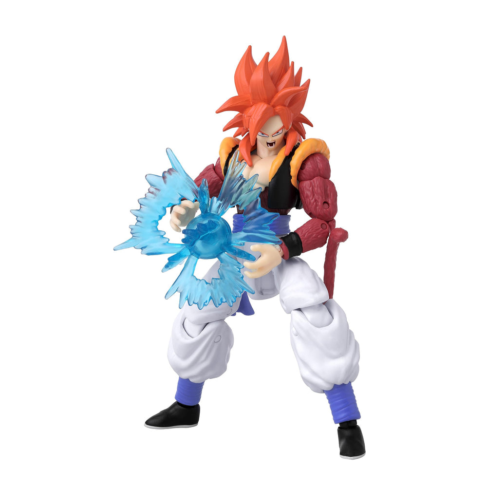 Dragon Ball Super Gogeta figure with thumb-activated power up for dynamic poses.