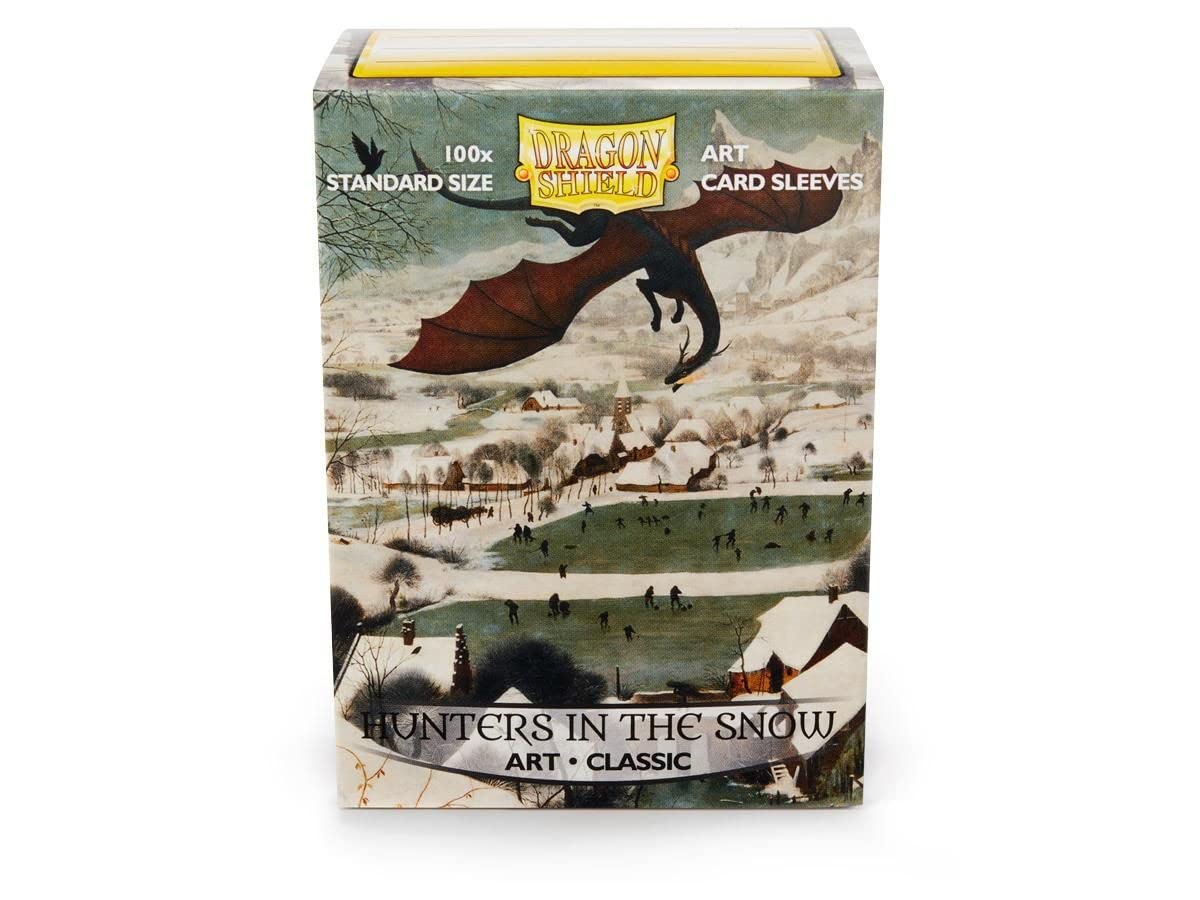 Dragon Shield Classic Art Sleeves front view with Hunters in the Snow, durable protection