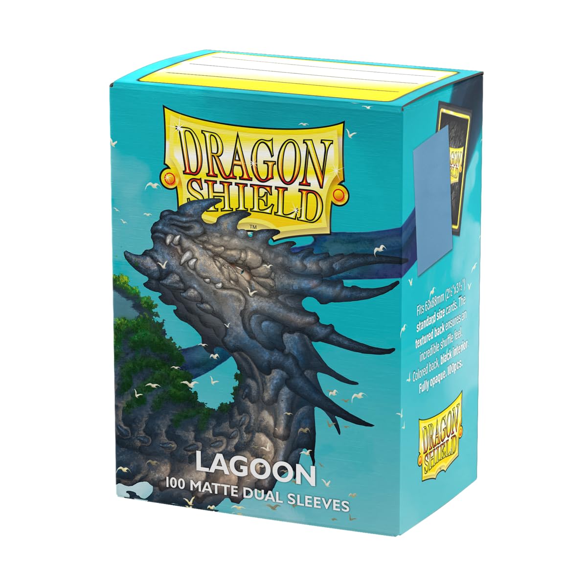 Dragon Shield Lagoon matte dual sleeves front view with durable, smooth shuffle feel.