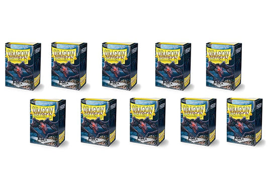 Dragon Shield matte black sleeves display box front showing packaging and 1000 sleeves for collection storage.