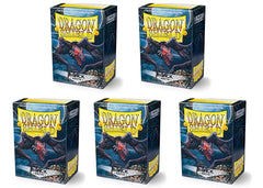 Dragon Shield matte black sleeves box front shows 100 sleeves per box for protection.