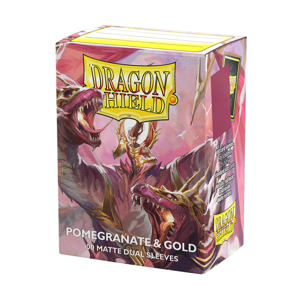 Dragon Shield Matte Dual Sleeves with red exterior and gold interior for premium deck flair.