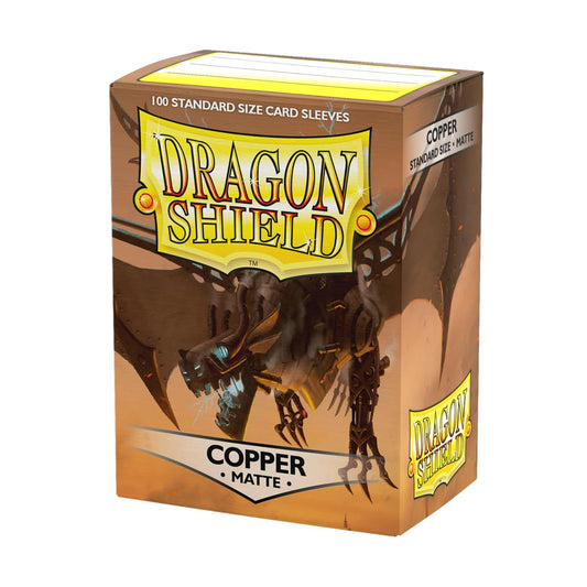 Dragon Shield Matte Sleeves showing clear front and copper back protect cards while preserving visibility.