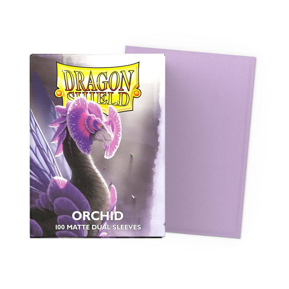 Dragon Shield Orchid matte dual sleeves back shows black interior for complete opacity and concealment