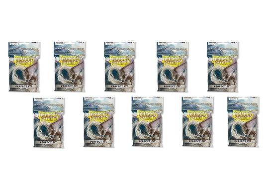 Dragon Shield Perfect Fit Clear Inner Sleeves close-up shows crystal-clear protection for cards.