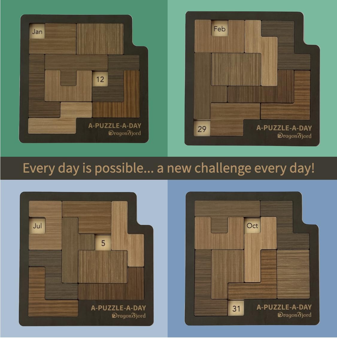DragonFjord A-Puzzle-A-Day Deluxe calendar frame with a new daily challenge.