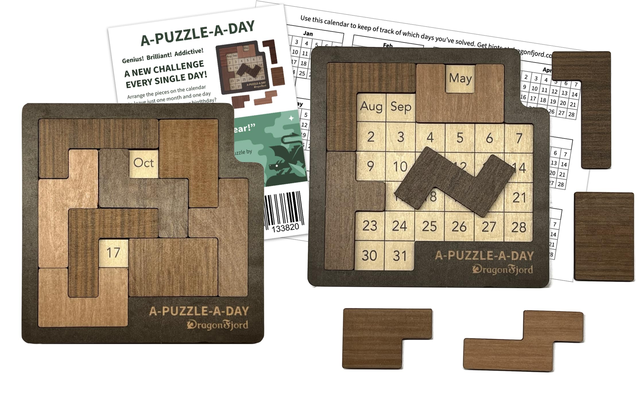 DragonFjord A-Puzzle-A-Day Deluxe calendar frame puzzle in action for daily challenges.