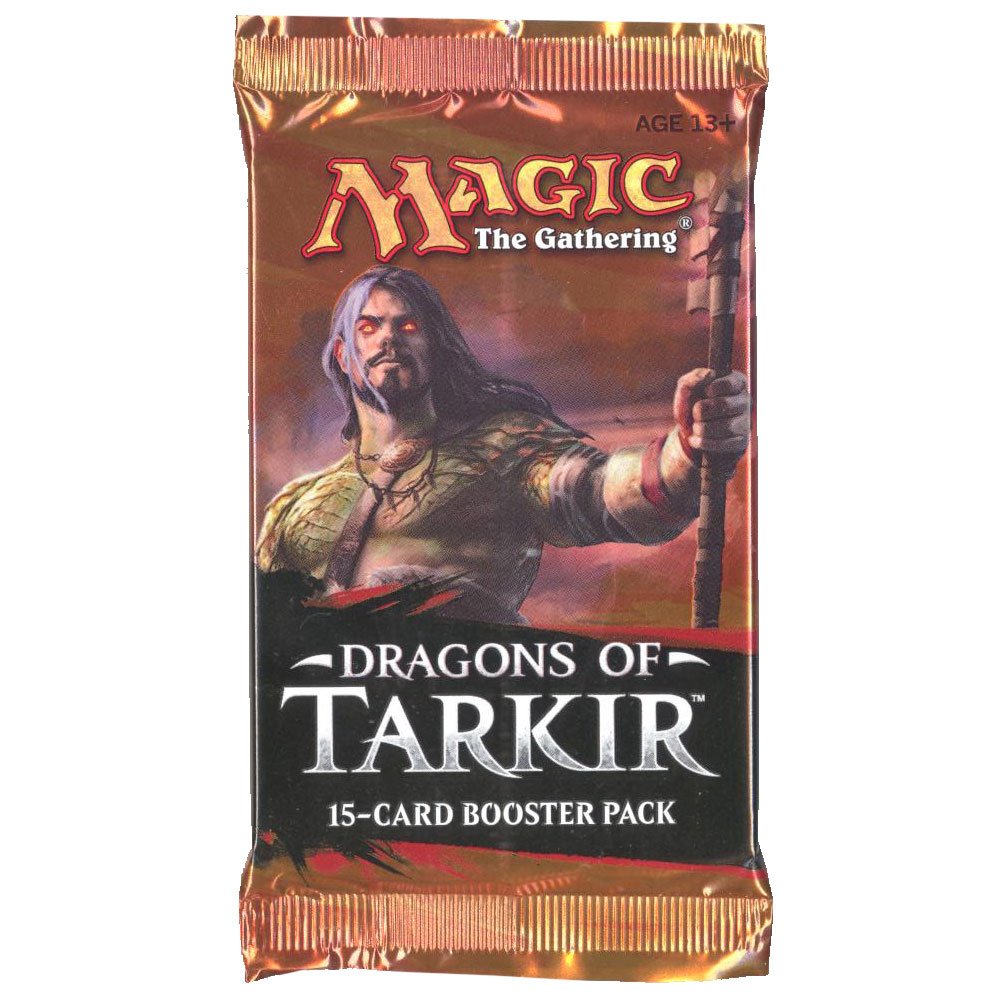 Wizards of the Coast Dragons of Tarkir booster pack cover—discover potential legendary cards