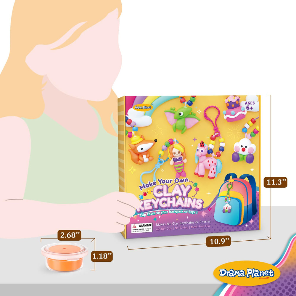 Drama Planet backpacks with mini clay charms for personalized decorations.