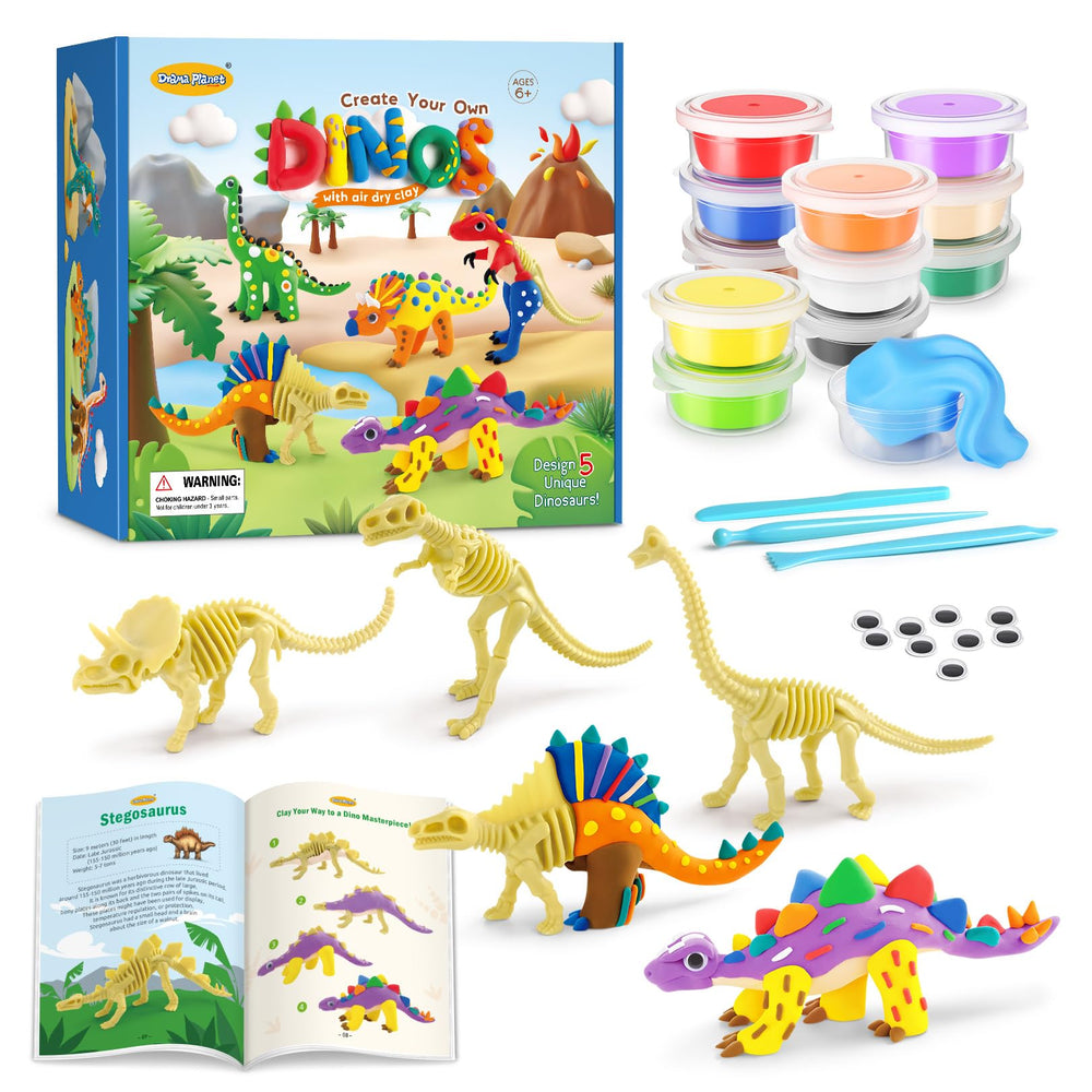 Drama Planet dinosaur clay colors kit open set for easy color selection and mixing.