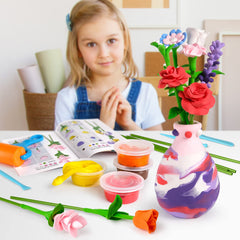 DIY vase arrangement activity using Drama Planet clay flowers