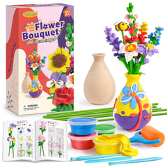 Drama Planet Flower Craft Kit with air-dry clay bouquet ready for display