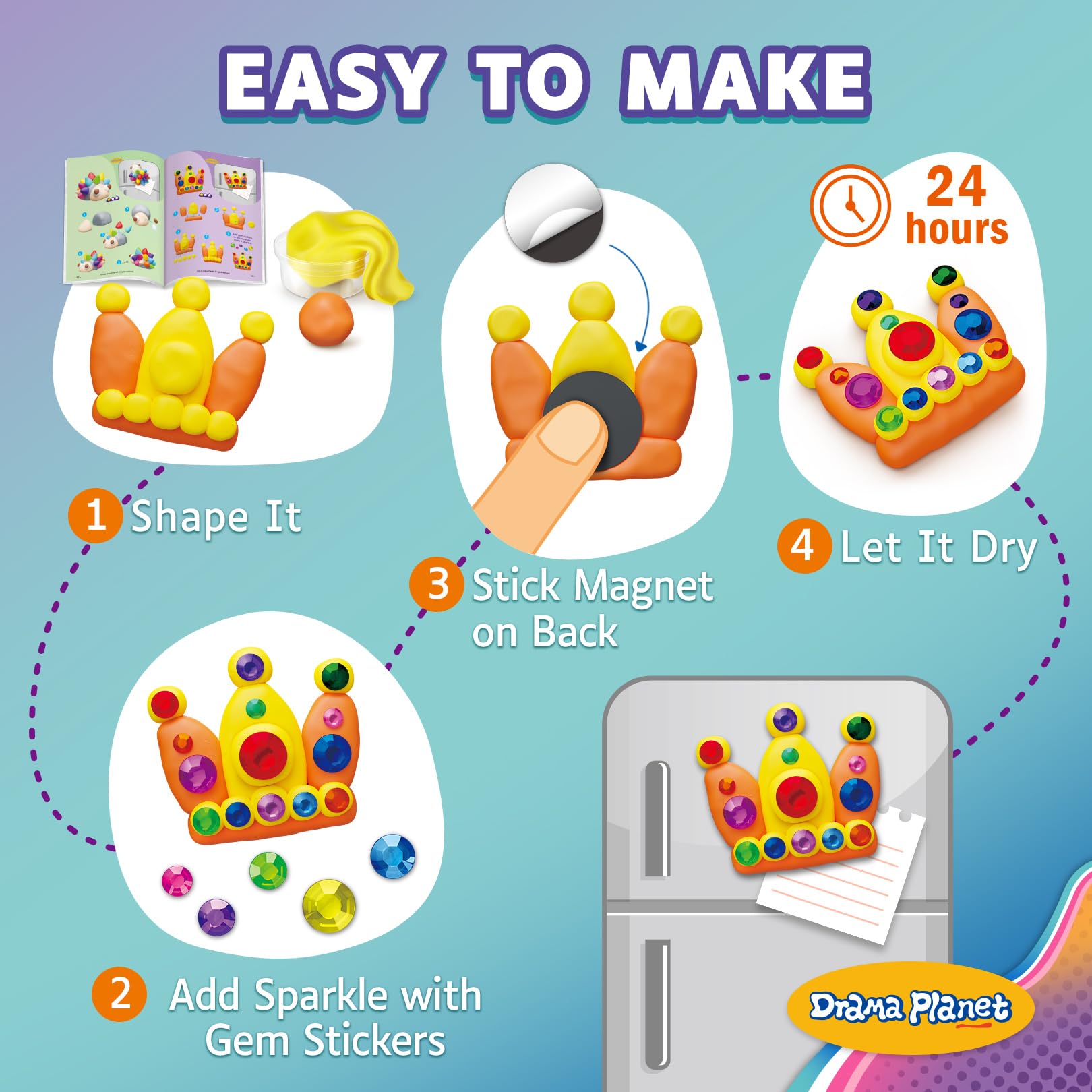 Drama Planet kids clay magnet crafting session for hands-on learning and fun.