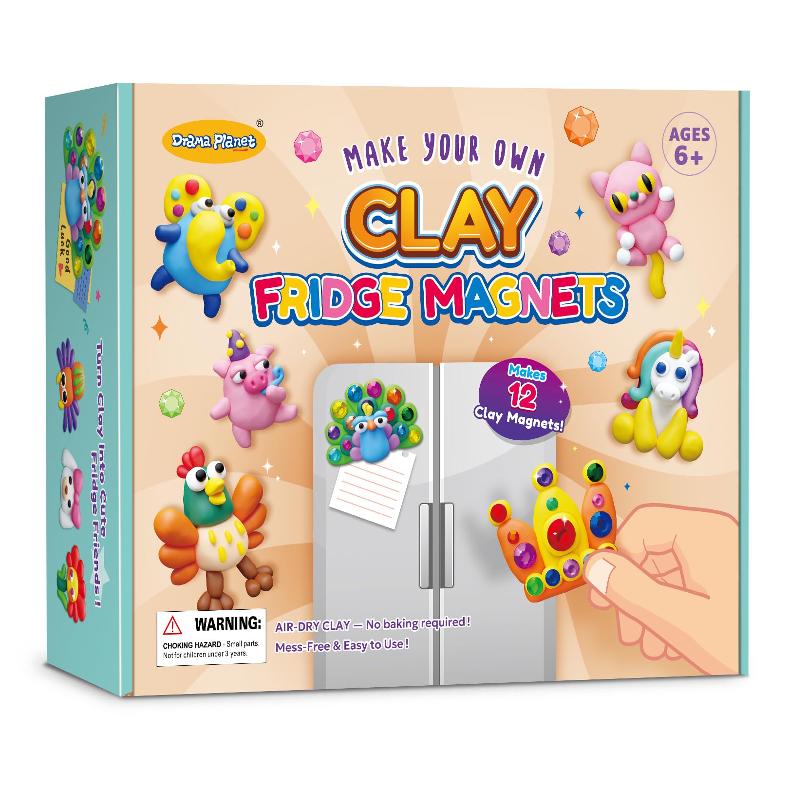 Drama Planet Make Your Own Clay Fridge Magnets Kit color pack for creative play.