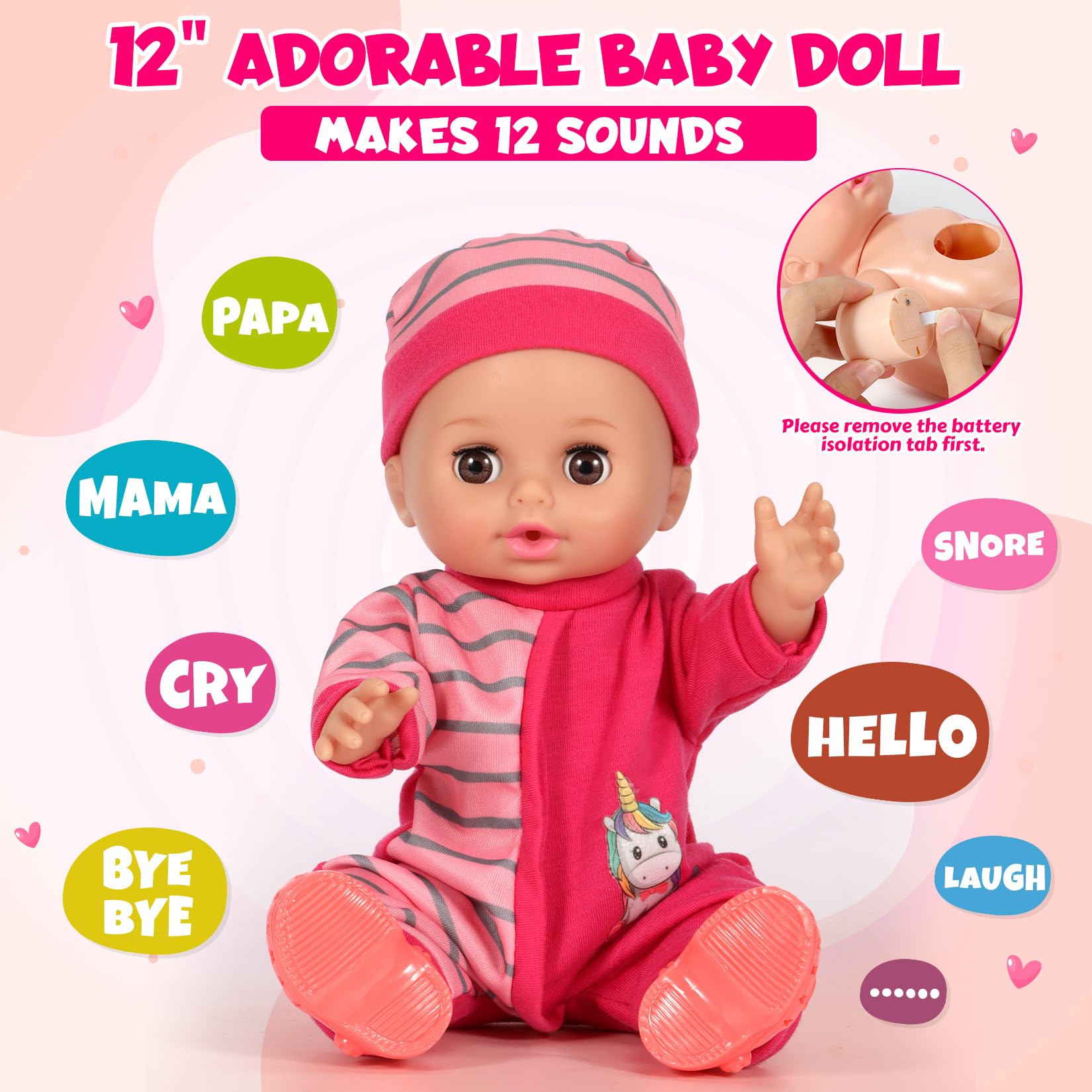DRAMATION interactive noises doll adds realistic sounds for engaging imaginative play.