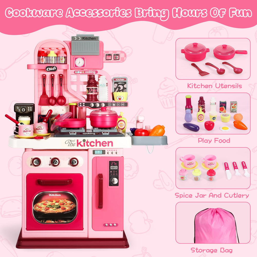DRAMATION Kids Kitchen pink theme appeals to kids and fits homes.