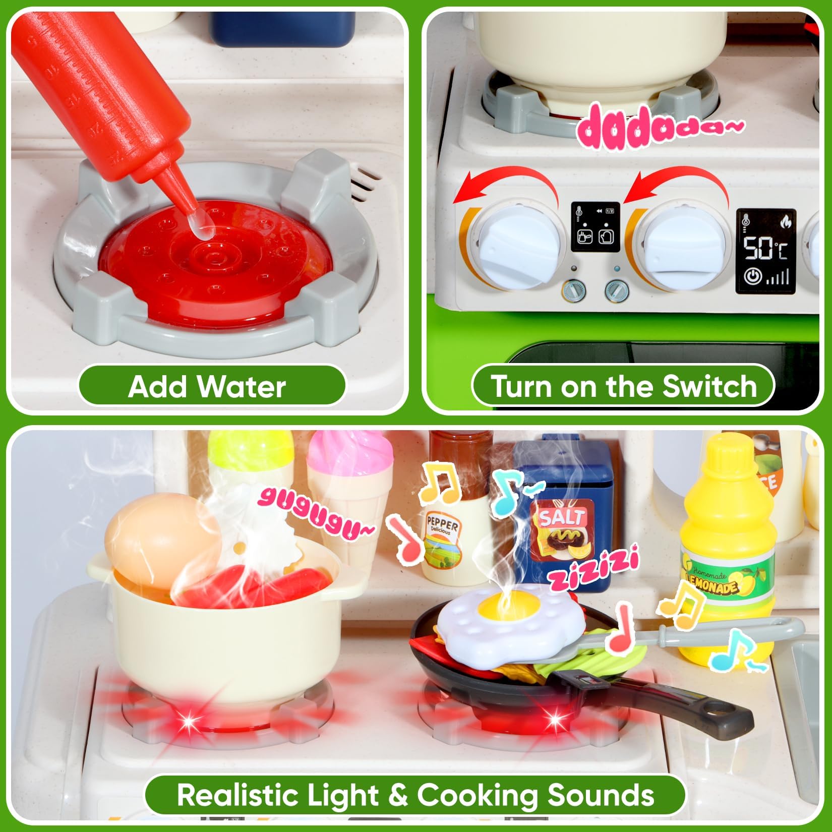 DRAMATION Kids Kitchen Playset easy assembly for quick setup