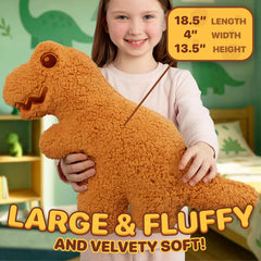 Drambeenie large dino nugget pillow laid flat to highlight 18.5-inch snuggle size