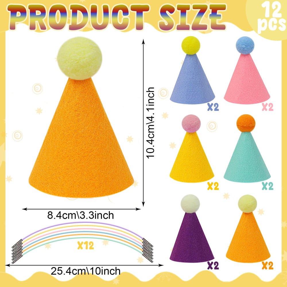 DRANSMIC blue mini party hat on a doll for a playful birthday look