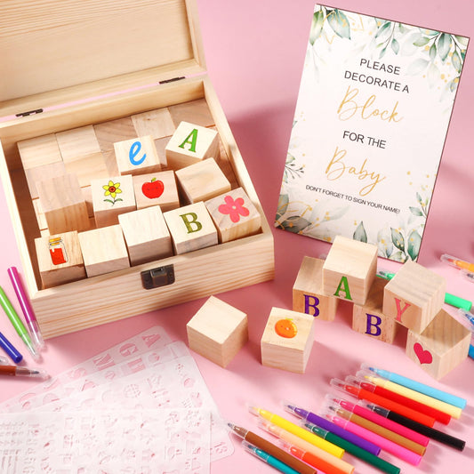 Draupnir baby shower blocks display showcasing DIY creativity and personalized decor.
