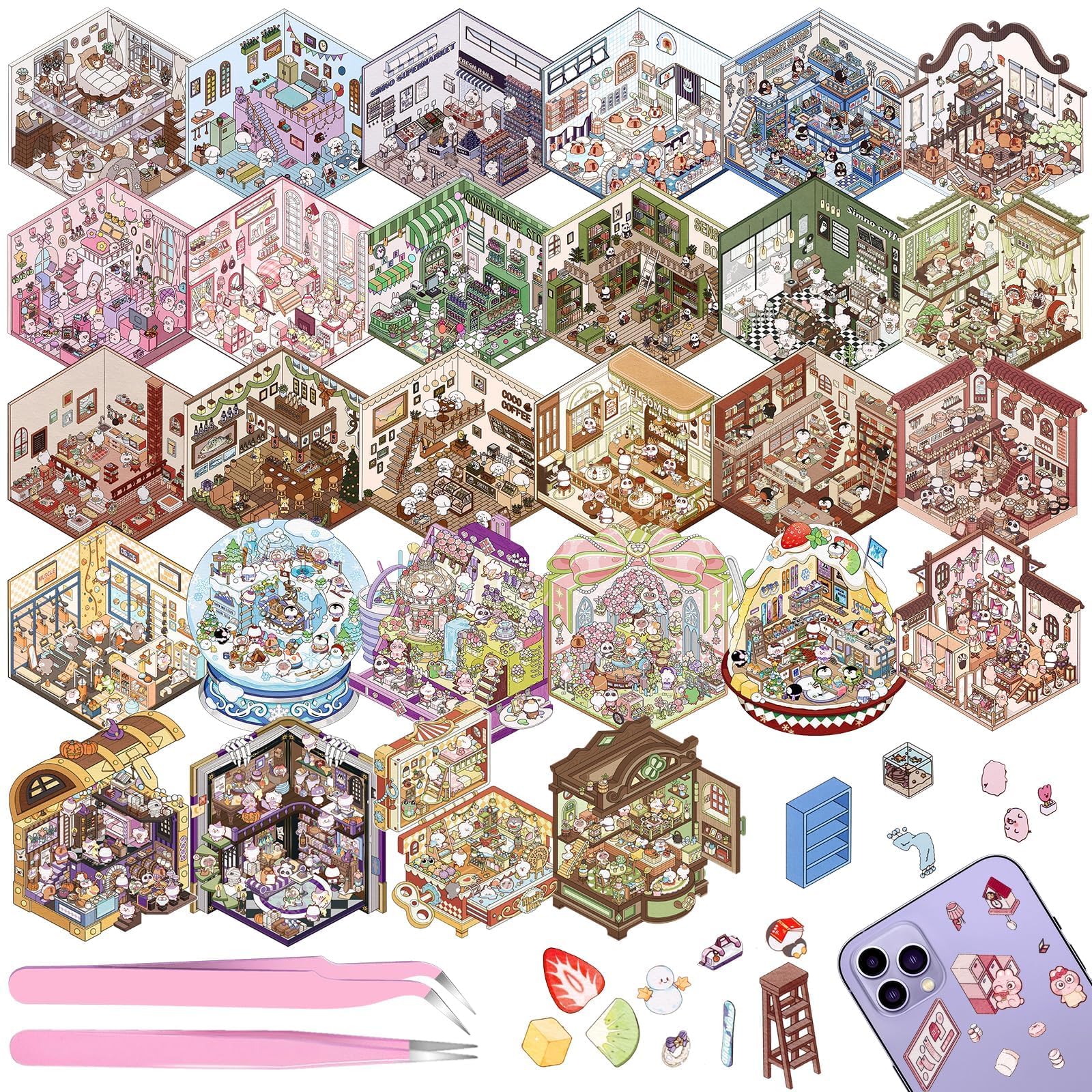 Draupnir DIY 3D House Stickers scene pack adds depth to your miniatures.