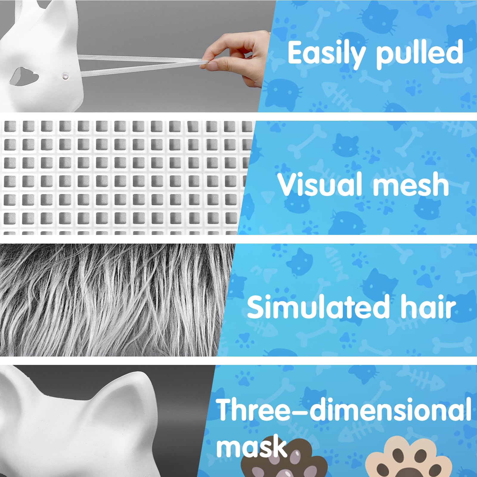 Draupnir mask material closeup highlights sturdy paper pulp for comfortable wear.