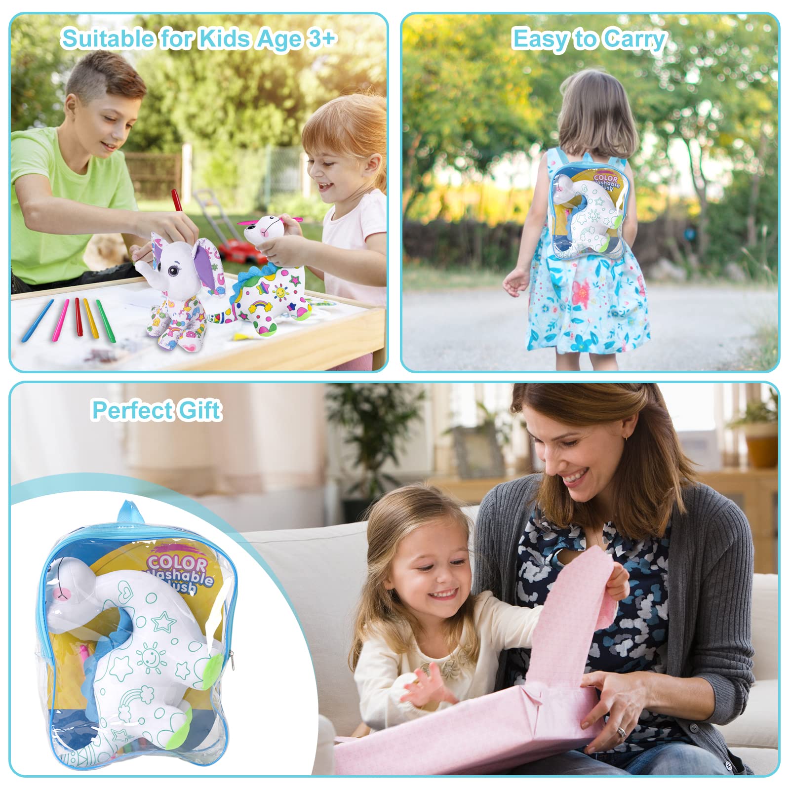 DrawMyToy bear coloring plush toy, soft companion for imaginative play and easy cleanup after coloring.