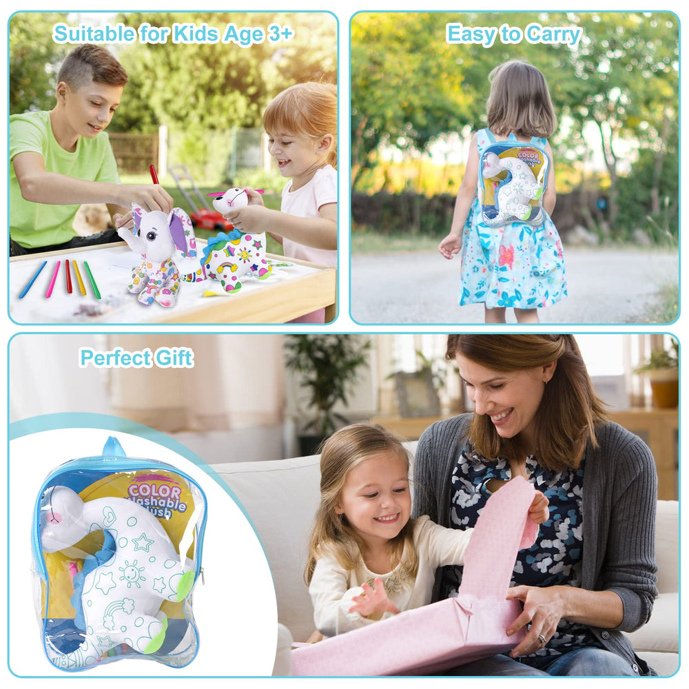 DrawMyToy bear coloring plush toy, soft companion for imaginative play and easy cleanup after coloring.