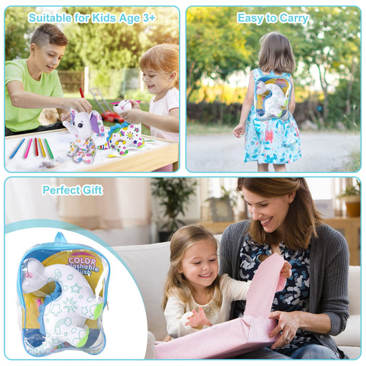 DrawMyToy bear coloring plush toy, soft companion for imaginative play and easy cleanup after coloring.