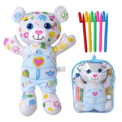 DRAWMYTOY coloring plush bear in blue for color-filled play
