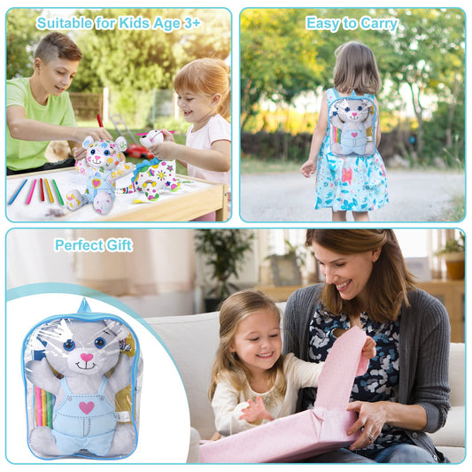 DRAWMYTOY coloring plush bear with marker set for creativity