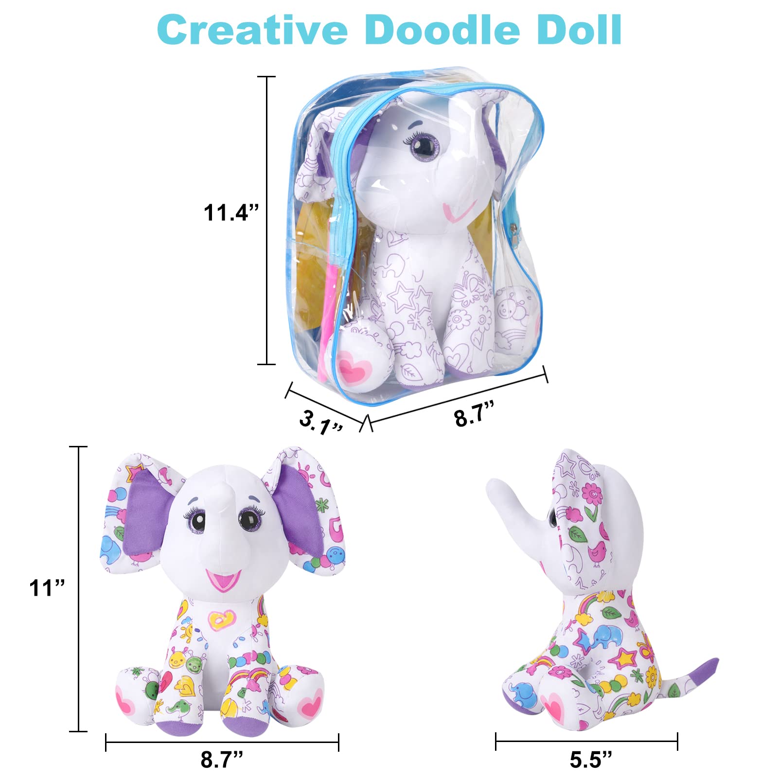 DRAWMYTOY elephant plush after wash ready for new color ideas
