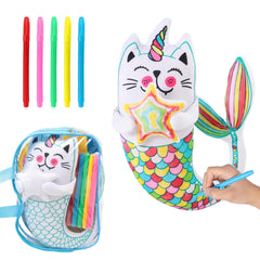 DrawMyToy coloring plush Fish Cat ready for colorful doodling sessions.