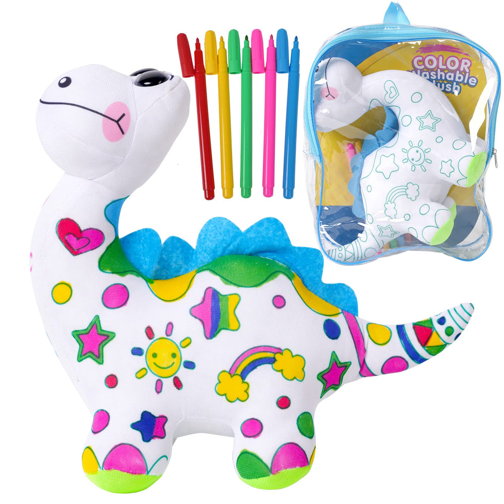 DrawMyToy dinosaur coloring plush toy, ready for colorful doodling adventures.