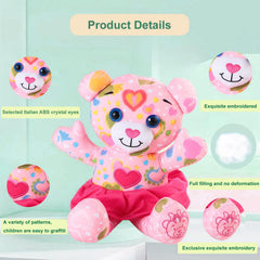 DRAWMYTOY pink bear doodle design detail highlights soft stitching